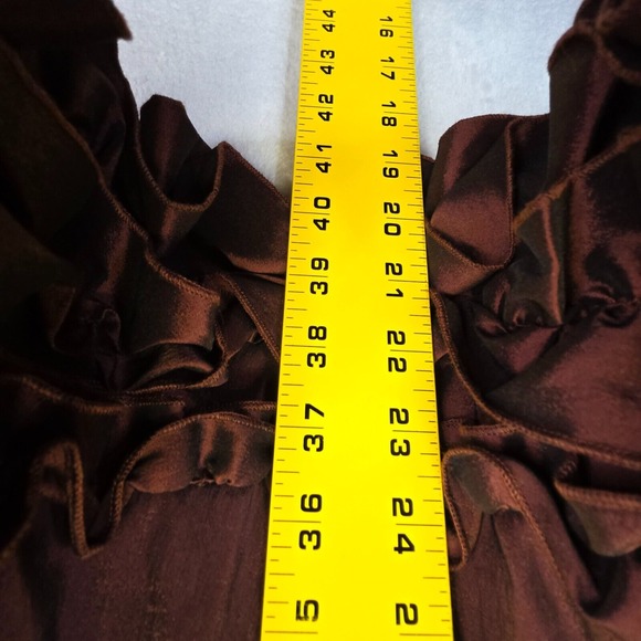 Samuel Dong Coat Women L Brown Metallic Ruffle Steampunk Satin Gothic Vintage - Picture 16 of 16